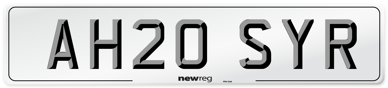 AH20 SYR Number Plate from New Reg